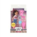 Poupée 14 cm et accessoires de beauté