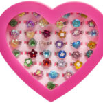 Boîte Cœur de 36 bagues pour enfant
